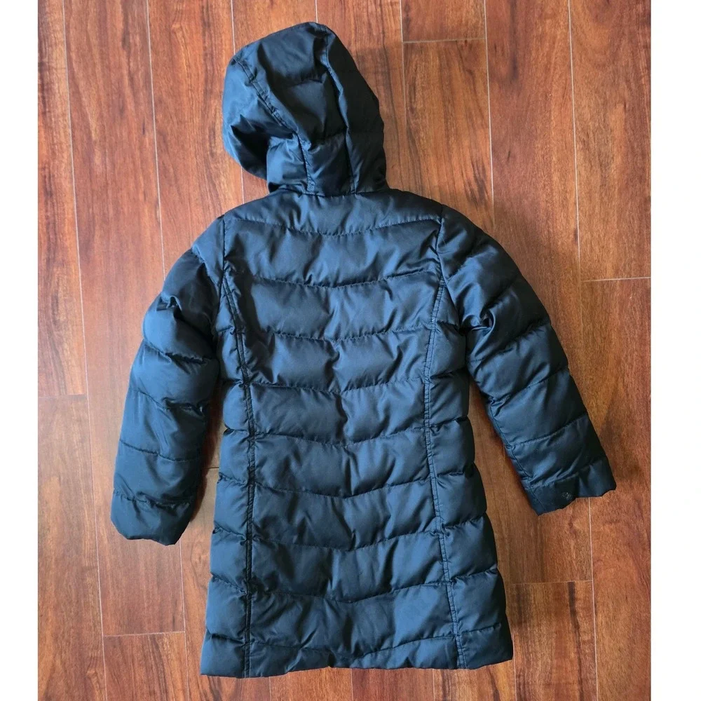 Lands End Girls Black Puffer Parka Sherpa Lined Hood Winter Coat Size M 8